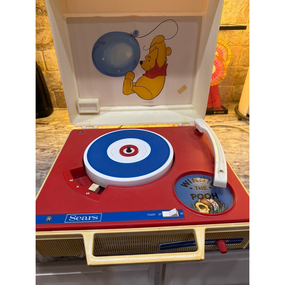 VTG Sears Winnie the Pooh Portable Record Player Disney works